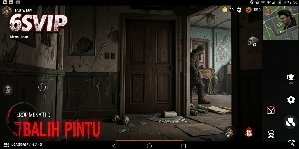 Screenshot gameplay 6SVIP menampilkan suasana mencekam dan kengerian yang mendebarkan.