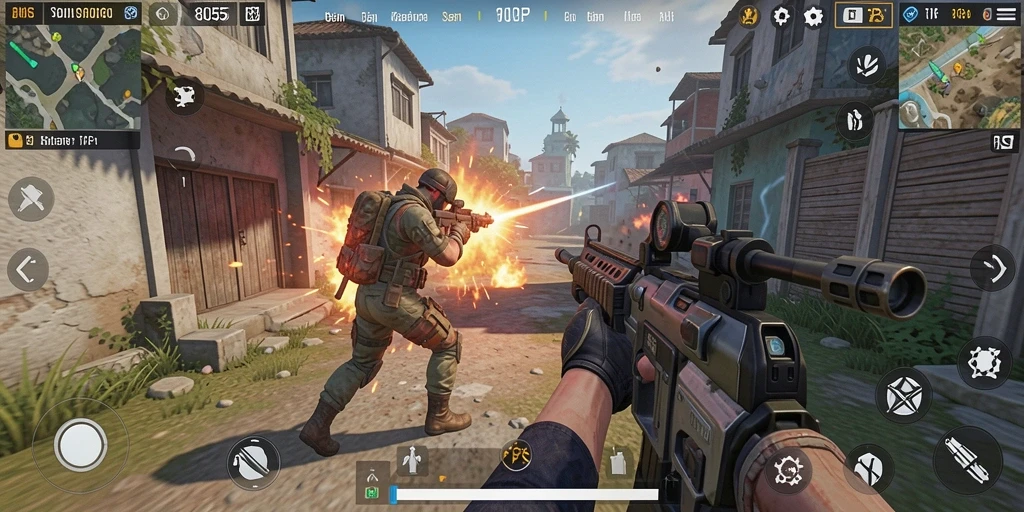 Gameplay mendebarkan di 8055 dengan aksi tembak-menembak.