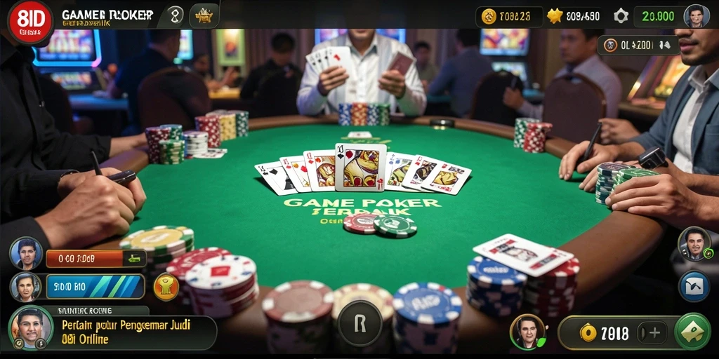 Screenshot utama 8ID menampilkan gameplay Poker yang menegangkan.
