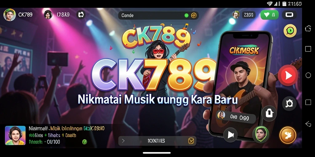 Screenshot CK789 menampilkan gameplay interaktif dengan berbagai pilihan lagu.
