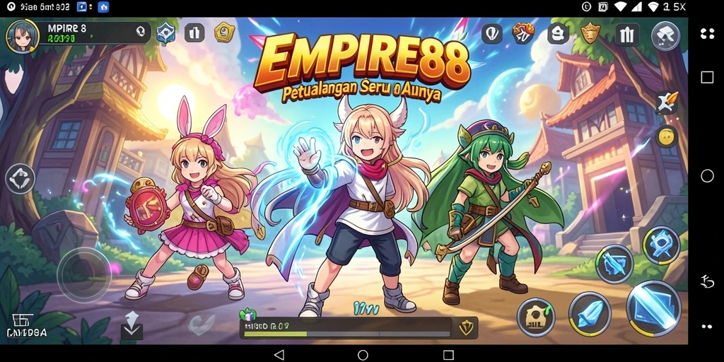 Screenshot gameplay EMPIRE88 dengan karakter anime yang dinamis.