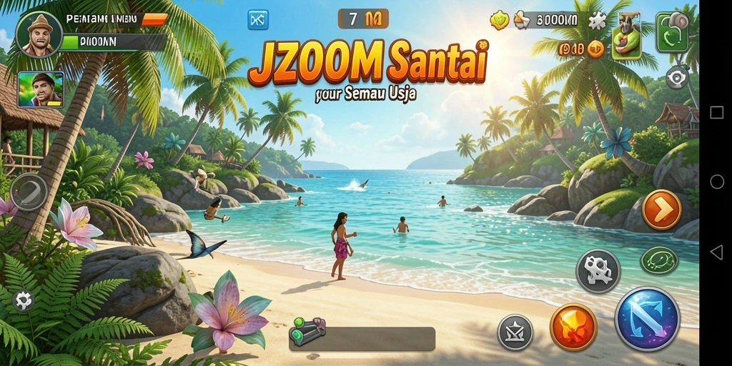Tampilan gameplay J200M yang penuh warna dan menarik.