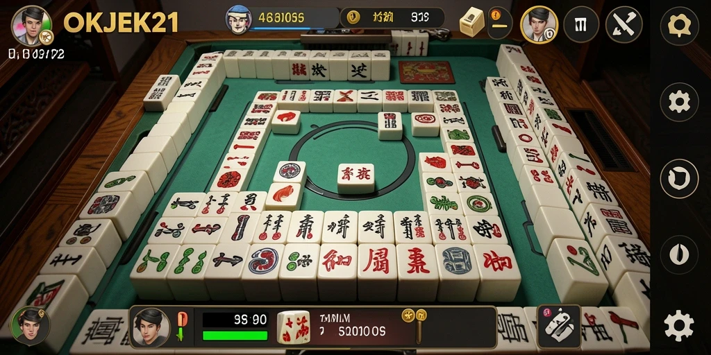 Screenshot permainan <strong>OKJEK21</strong> menampilkan tantangan Mahjong yang menarik.