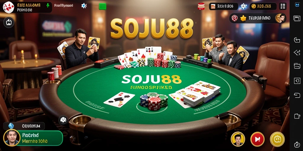 Tampilan gameplay seru di aplikasi poker SOJU88.