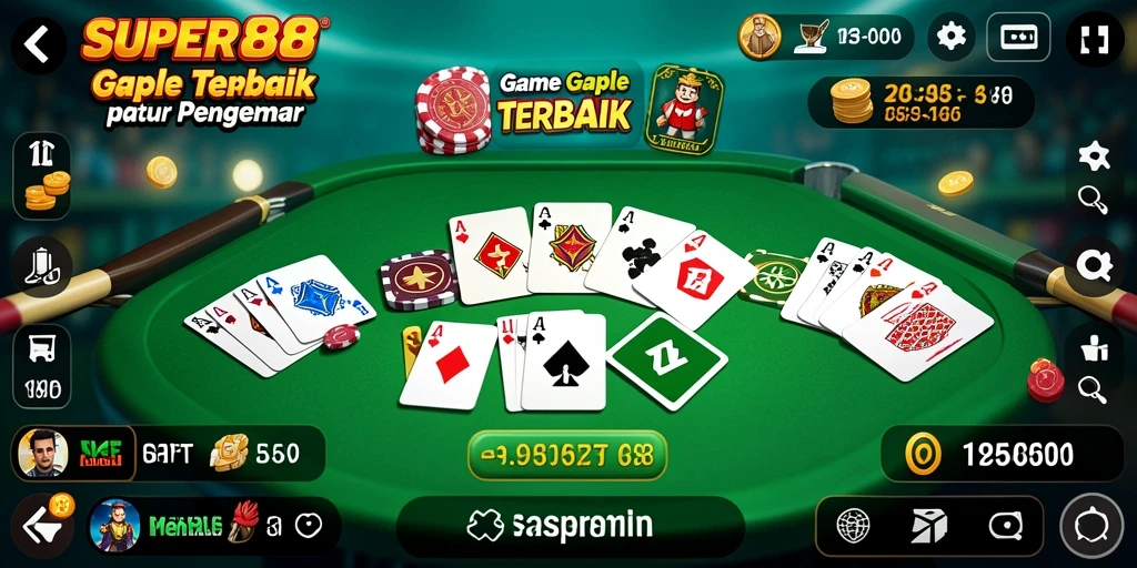 Tangkapan layar SUPER88 menampilkan gameplay Gaple yang seru dan mendebarkan.