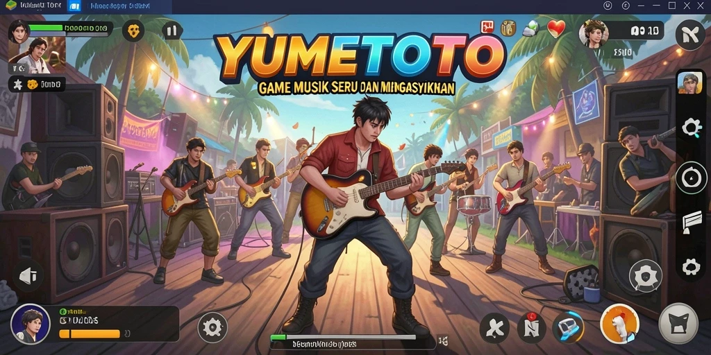 Tampilan gameplay YUMETOTO yang penuh warna dan interaktif.